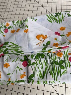 Vintage Burlington No-Iron Percale Fabric Wildflower Butterfly Print Cotton Poly